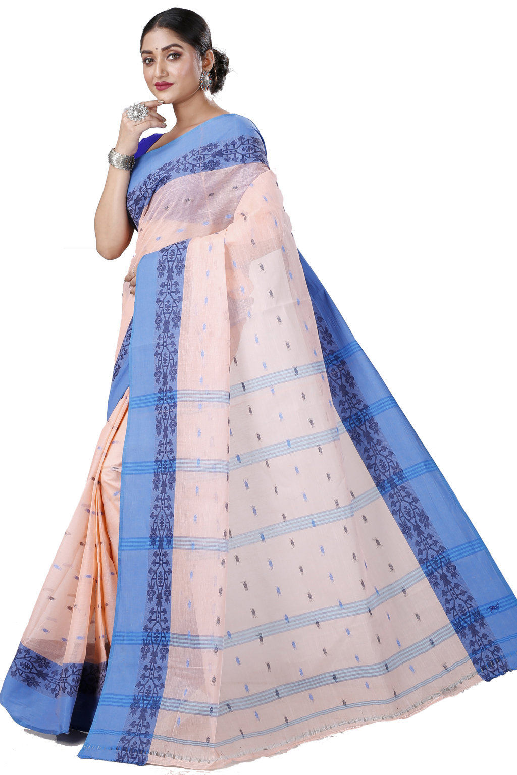 Peach Pure Cotton Apurva Tant Saree (1062)